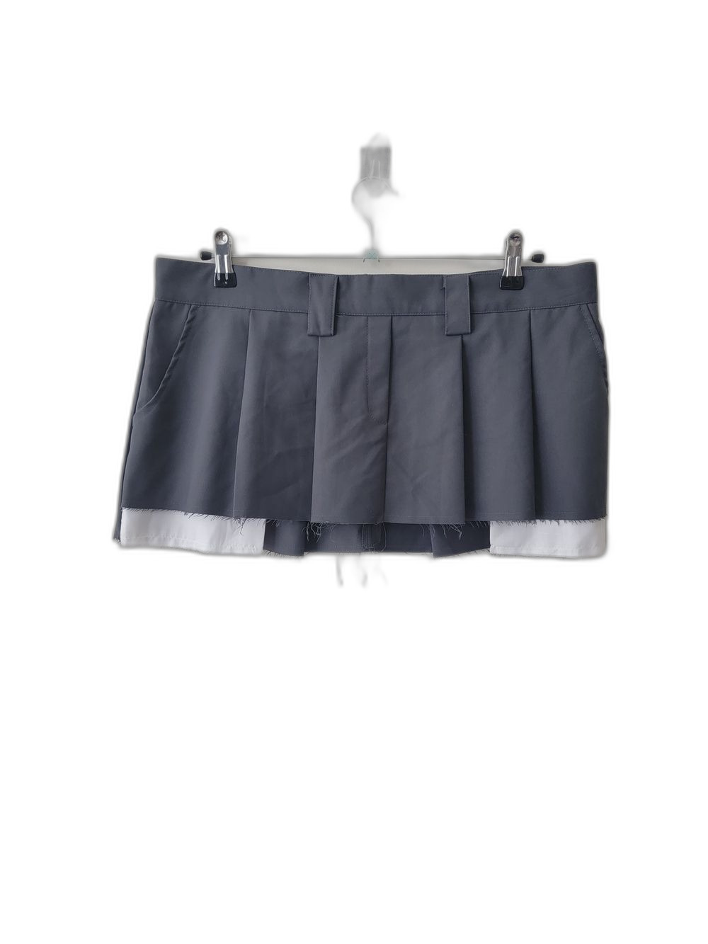 Gateless Gray Pleated Extreme Mini Cuttoff Skirt